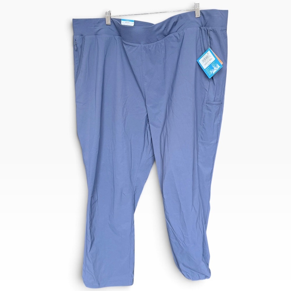 Columbia 3X Women Leslie Falls Ankle Pants Blue Elastic Waist Hiking Crops NWT